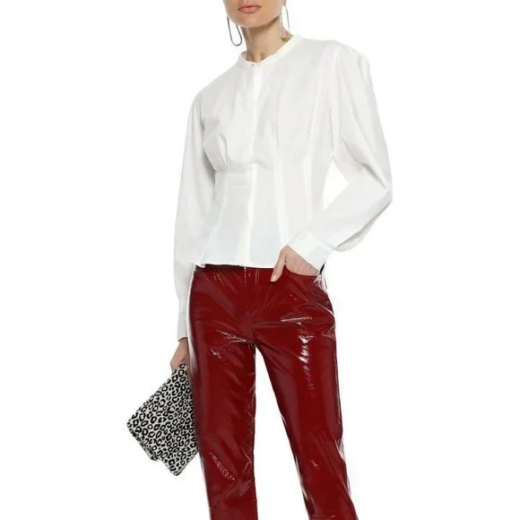 Anine Bing Victoria Pleated Cotton-poplin Blouse NWT Large - Picture 3 of 10